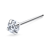 Round CZ Silver Straight Nose Stud NSKA-113-3